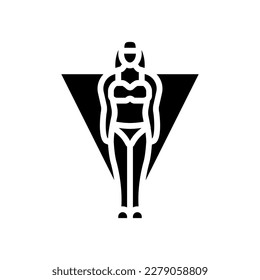 vectores de icono de triángulo invertido tipo de cuerpo femenino tipo glifo. signo de tipo de cuerpo femenino de triángulo invertido. ilustración de símbolo aislado