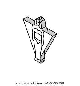 Invertiertes Dreieck weiblicher Körpertyp isometrischer Symbolvektor. Invertiertes Dreieck weiblicher Körpertyp-Zeichen. Isolierte Symbolillustration