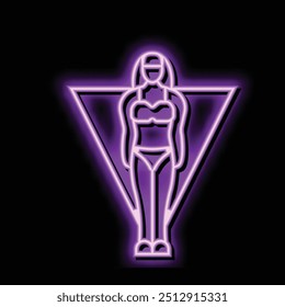 inverted triangle female body type neon light sign vector. inverted triangle female body type illustration