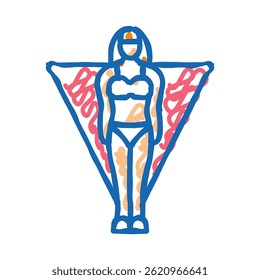 inverted triangle female body type doodle icon sketch vector. inverted triangle female body type sign. isolated symbol illustration
