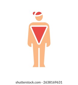 Inverted triangle female body type color flat icon for digital and print projects. Minimal clean icons for apps and websites. Modern simple icons for UI UX and branding