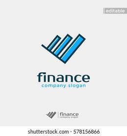 inverted triangle finance logo. modern eye catching logo with blue color
