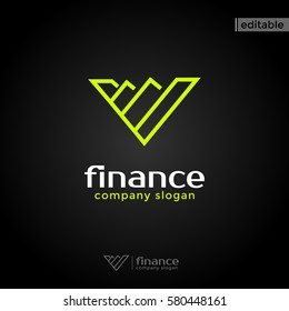 inverted triangle finance logo. modern eye catching logo with green color