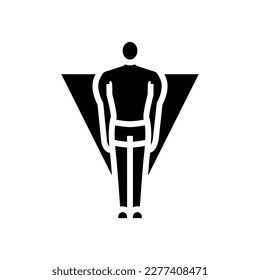 umgekehrtes Dreieck männliche Körper Typ Glyph Symbol Vektorgrafik. umgekehrtes männliches Karottyp-Zeichen im Dreieck. einzelne Symbolillustration