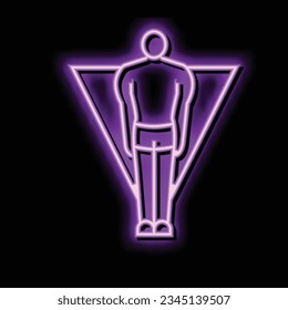 vector de signo de luz de neón tipo macho triángulo invertido. ilustración de tipo de cuerpo masculino de triángulo invertido