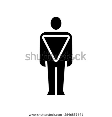 inverted triangle male body type color flat icon for digital and print projects. Minimal clean icons for apps and websites. Modern simple icons for UI UX and branding