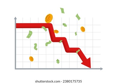 Inverted yield curve concept. Inflation, recession, government bond yields. flat vector illustration on white background.