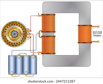 Inverter cycles. During the 1st half cycle, DC current from a DC source - battery, is switched on through the primary coil. during the 2nd half cycle, 