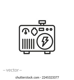 inverter generator icon, electric station, thin line symbol on white background - editable stroke vector illustration