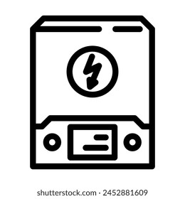 Vector de línea de panel solar inverter. signo de panel solar inverter. símbolo de contorno aislado ilustración negra