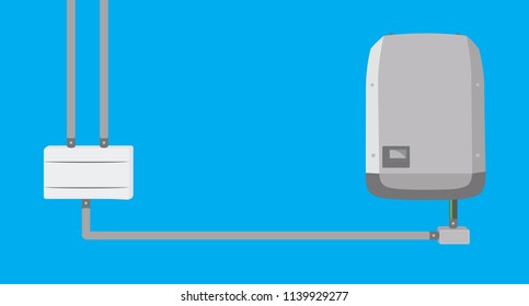 Inverter and string box in flat design - Solar Energy Equipment Concept Image.