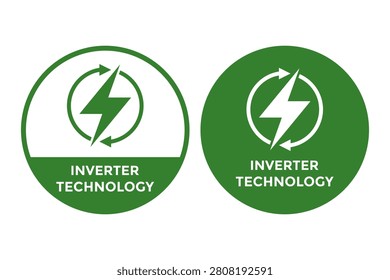 Inverter technology logo design. Circle arrow with lightning bolt symbol. Ideal for energy saving, electric power, and green tech.