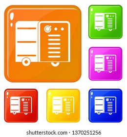 Inverter welding machine icons set collection vector 6 color isolated on white background
