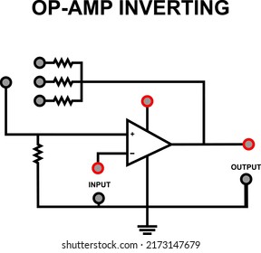Inverting Op-Amp circuit. Suitable for any content about education and technology.