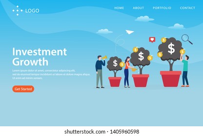 invesment growth, website template, vector layered, easy to edit and customize, illustration concept