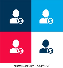 Invesment Manager four color material and minimal icon logo set in red and blue