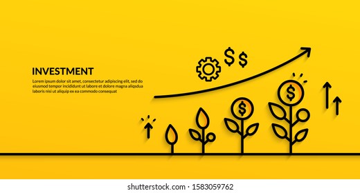 Invesment on yellow background, growing business finance concpet