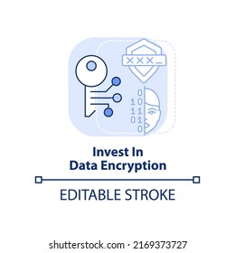 Invest in data encryption light blue concept icon. Manage customer digital identity abstract idea thin line illustration. Isolated outline drawing. Editable stroke. Arial, Myriad Pro-Bold fonts used