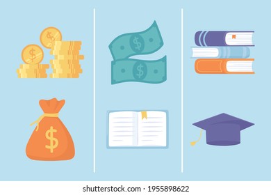 invest education, set of icons