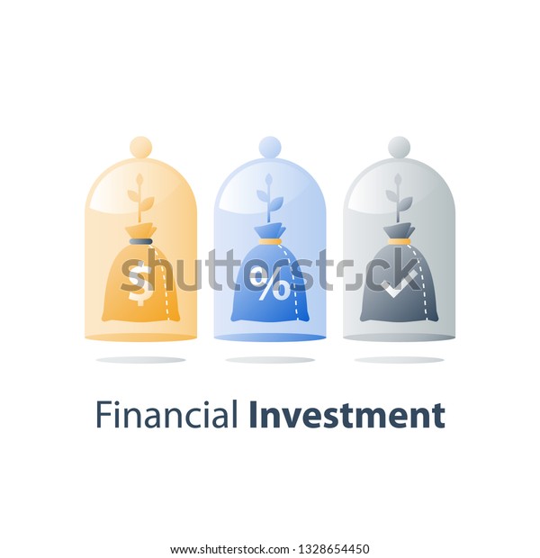 Invest fund, long term investment, future income\
growth, capital allocation, pension savings account, superannuation\
concept, bank deposit, value increase, wealth management, vector\
icon