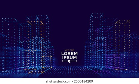 Invest in Future Smart Digital City Concept. Urban Architecture High Towers Concept of the Future City. Virtual Reality Abstract Digital Skyscraper Buildings. Modern Technology Vector Illustration.
