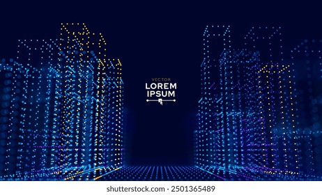 Invest in Future Smart Digital City Concept. Urban Architecture High Towers Concept of the Future City. Virtual Reality Abstract Digital Skyscraper Buildings. Modern Technology Vector Illustration.