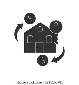 Invest Glyph Icon. Cash-flow In Real-estate Business. Financial Literacy Concept. Filled Flat Sign. Isolated Silhouette Vector Illustration