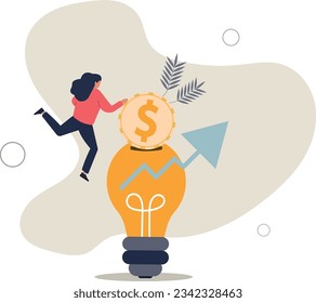 Invest in growth stock, mutual fund or growing money, savings, pension fund or increase return from stock market, economy or rising interest rate.flat vector illustration.