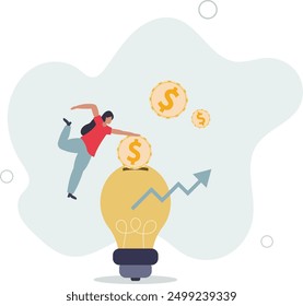 Invest in growth stock, mutual fund or growing money, savings, pension fund or increase return from stock market, economy or rising interest rate.flat design with people.