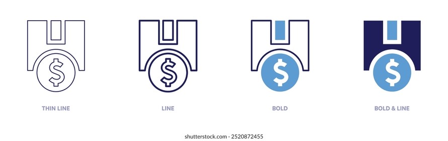 Invest icon in 4 different styles. Thin Line, Line, Bold, and Bold Line. Duotone style. Editable stroke.