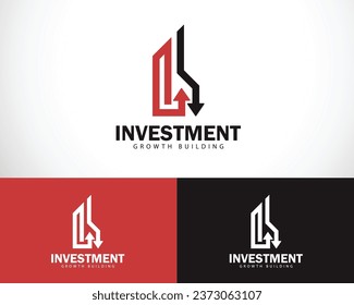 invest logo creative building construction line creative symbol arrow growth business finance