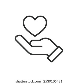 Invierte el icono del amor en el diseño de línea. Invierte amor, afecto, cuidado, Asistencia, relación, bondad, crecimiento en el Vector de fondo blanco. Icono de trazo editable de inversión de amor