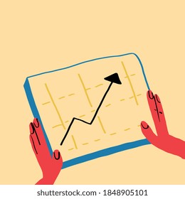 Invest money and checking growth and revenue. Vector concept. Isolated Illustration.  Vector Clip art for social networks, web design.  