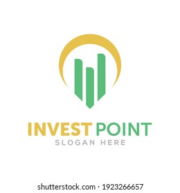 Invest point logo design template. Point with up sign for growth and success concept.
