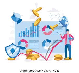 Invest strategy, return on investment, Vector illustration for web banner, infographics, mobile. development economics strategy. mutual fund income increase, statistic report.