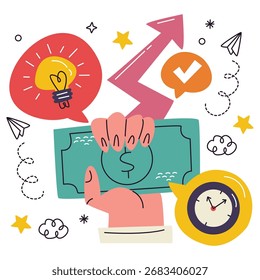 Ilustração de vetor de investimento. Design mínimo plano. Ilustração editável para web, móvel, impressão
