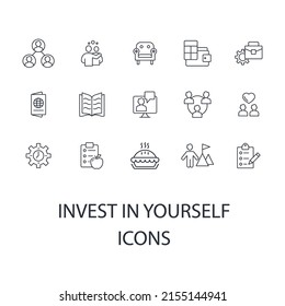 Invest in yourself icons set . Invest in yourself pack symbol vector elements for infographic web
