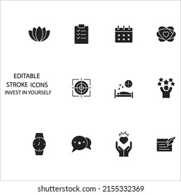 Invest in yourself icons set . Invest in yourself pack symbol vector elements for infographic web