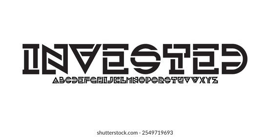 Invertido, moderno alfabeto tipográfico. estilo de Fuentes con estilo. Tipografía Logotipo personalizado Fuentes
