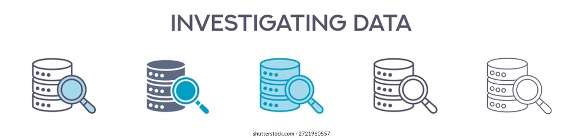 Investigar Elemento De Datos Para Diseño Gráfico - Estilos Múltiples. Ilustración vectorial De Dos Colores Y Negro. Los Diseños Múltiples De Los Iconos Se Pueden Utilizar Para El Móvil, Ui, Web