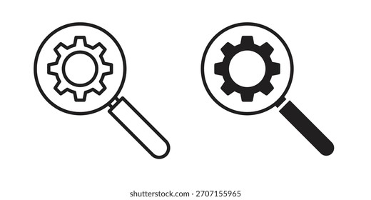 Symbol in schwarzem Strich, Vektordesign und flacher Volltonversion auf weißem Hintergrund untersuchen