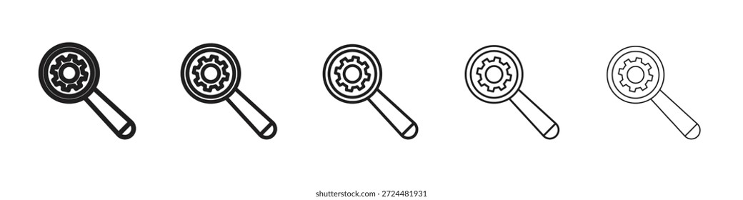 Investigar el diseño de iconos en estilo de trazo editable delgado para el trabajo gráfico