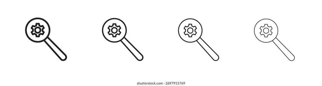 Investigate icon. Thin, Light Regular And Bold style design isolated on white background