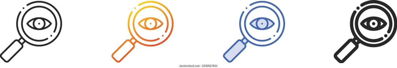 investigar icon.Thin Linear, gradiente, traçado azul e negrito Design estilo isolado no fundo branco