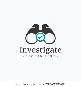Investigate logo design vector. Research agency symbol template.