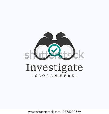 Investigate logo design vector. Research agency symbol template.