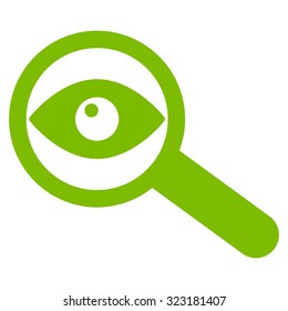 Investigate vector icon. Style is flat symbol, eco green color, rounded angles, white background.