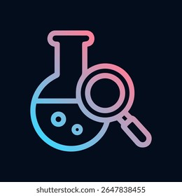 Investigando o líquido no ícone do frasco da ciência. Ilustração de símbolo de ícone