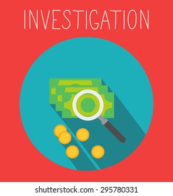 Investigation in business icon, money laundering concept