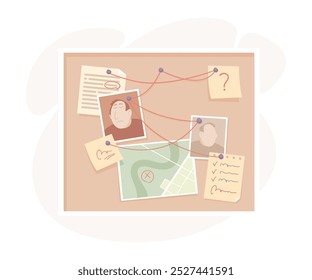 Investigation and Detective Work with Suspect Board Vector Illustration